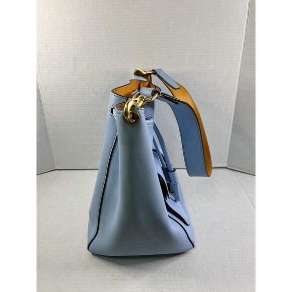 DOONEY & BOURKE Lt Blue Leather Emerson Marlowe Drawstring Bucket Shoulder Bag - Picture 4 of 16